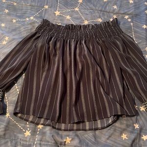 navy and white blouse